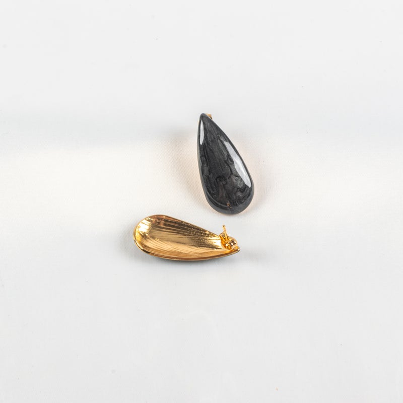 حلق أستانليس ستيل ذهبي × أسود - Image 2