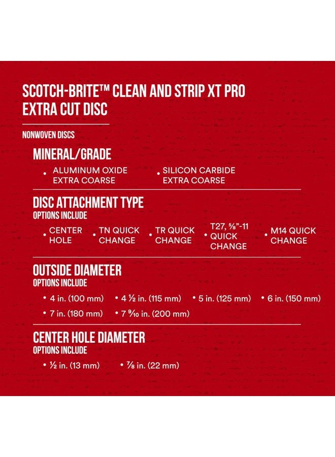 Cubitron Scotch-Brite Clean and Strip XT Pro Extra Cut Disc - Hook and Loop Backing - Heavy Duty Metal Stripper Disc, Extra Coarse Grit Aluminum Oxide - 4.5" x 5/8-11 Thread - Image 5
