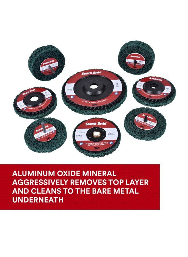 Cubitron Scotch-Brite Clean and Strip XT Pro Extra Cut Disc - Hook and Loop Backing - Heavy Duty Metal Stripper Disc, Extra Coarse Grit Aluminum Oxide - 4.5" x 5/8-11 Thread - Image 4