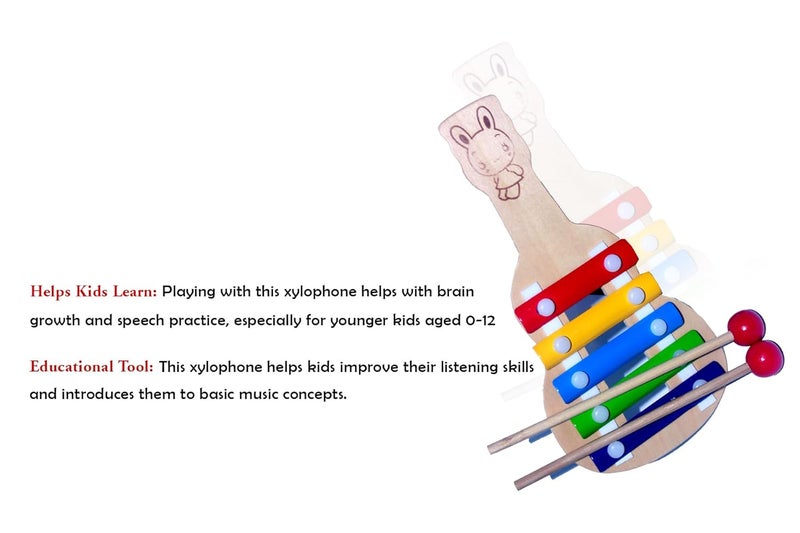 VNM Wooden Xylophone for Kids – Colourful and Safe Musical Instrument, Perfect for Encouraging Creativity, Imagination, and Learning from 6 Months! - Image 2