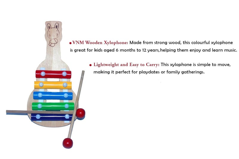 VNM Wooden Xylophone for Kids – Colourful and Safe Musical Instrument, Perfect for Encouraging Creativity, Imagination, and Learning from 6 Months! - Image 4