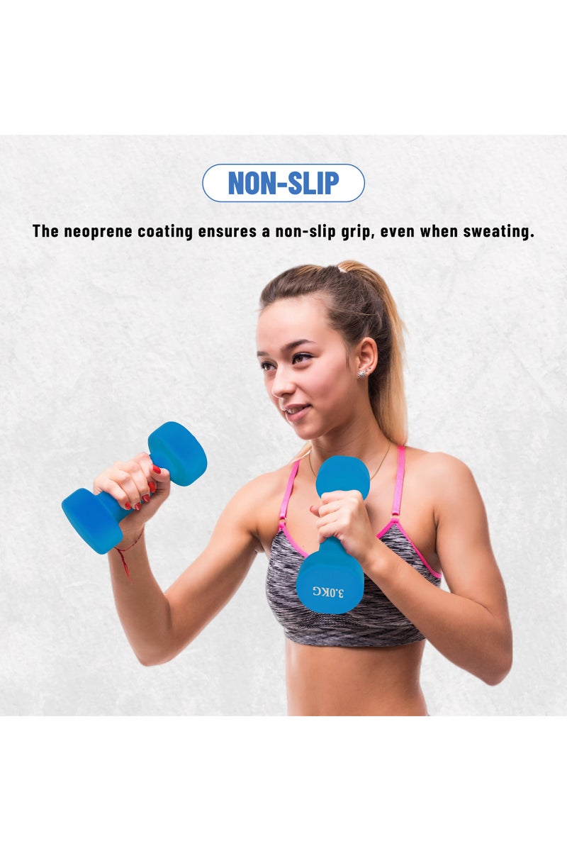 ENDLESS  Neoprene Dumbbells of 6Kg (13.2LB) Includes 2 Dumbbells of 3Kg (6.6LB)  | Sky Blue | Material : Iron with Neoprene coat | Exercise and Fitness Weights for Women and Men at Home/Gym - Image 3