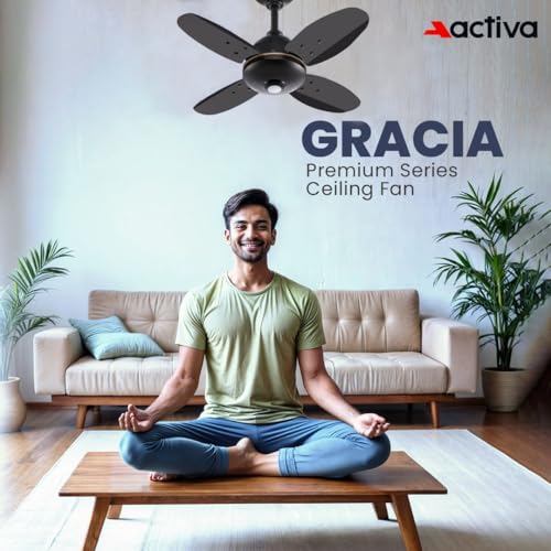 ACTIVA Gracia 600MM Ceiling Fan, 4 Blade, BLDC 28 Watt Motor, Noiseless,High Speed Fan with LED Light, Energy Saving, Full Remote Control, Reversible Mode & Timer, 5 Years Warranty-Smoke Brown - Image 2