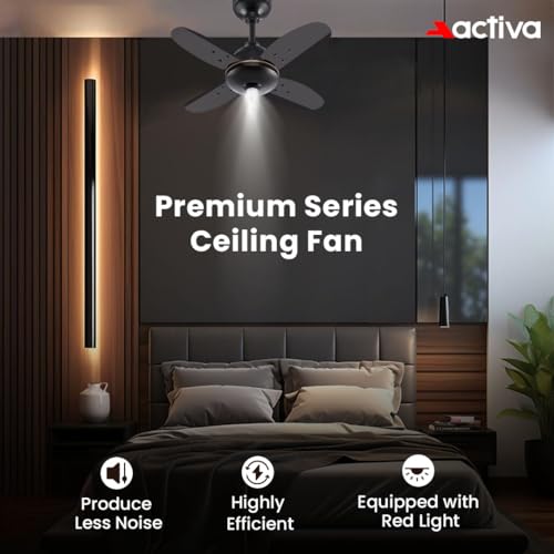 ACTIVA Gracia 600MM Ceiling Fan, 4 Blade, BLDC 28 Watt Motor, Noiseless,High Speed Fan with LED Light, Energy Saving, Full Remote Control, Reversible Mode & Timer, 5 Years Warranty-Smoke Brown - Image 3