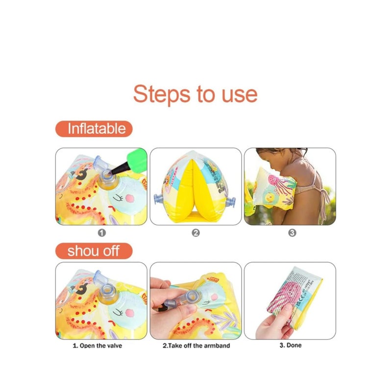 Barakah Inflatable Swim Arm Bands Armband for Kids Cute Children Swimming Floatation Sleeves Water Rings Rollup Floats Tube Armlets Swim Floater Sleeves Swimming Arm Floaties Learning Swim Training Aids - Image 3