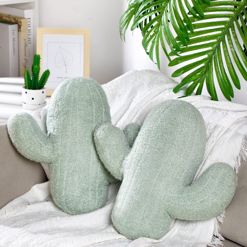 Namalu Namalu Throw Pillow 16 Inches Cactus Shape Pillow 3D Cushion Aesthetic Pads for Nursery Bedroom Sofa Room2 Pcs 