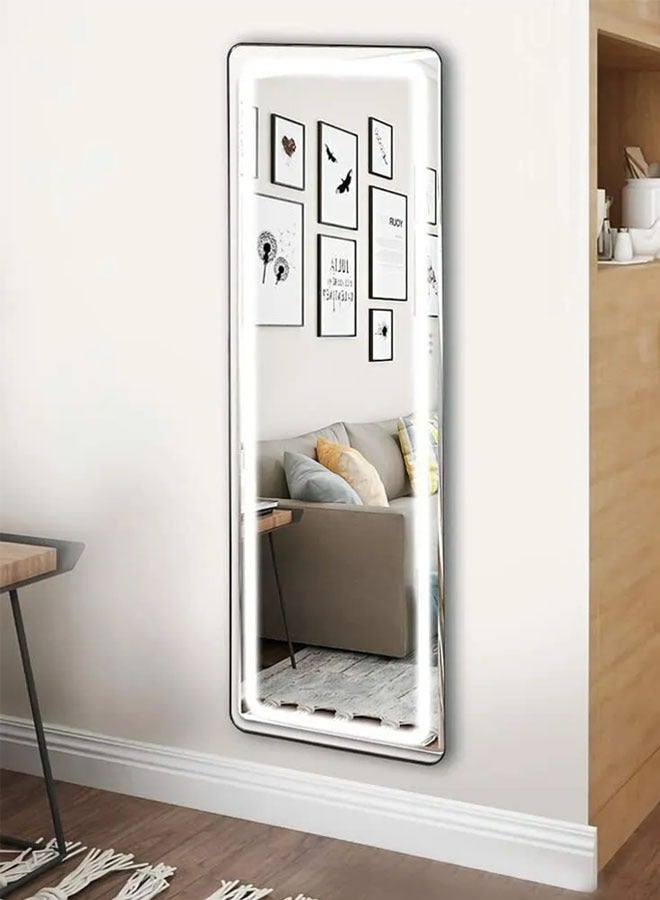 تايمي مراياطويلة مع أضواء 160 × 50 سم LED مرايا طويلة، مرايا أرضية مضاءة قائمة بذاتها، مرايا معلقة على الحائط مع ضوء لغرفة النوم، إطار من الألومنيوم يعتم 3 ألوان إضاءة - Image 3