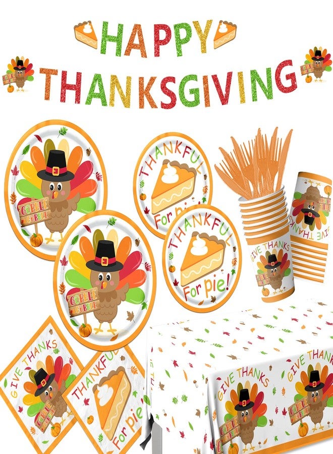 Bezkega Turkey Thanksgiving Party Decorations Tableware,142pcs Turkey Paper Plates and Napkins Cups Tablecloths for Fall Themed Thanks Giving Decor - Image 1