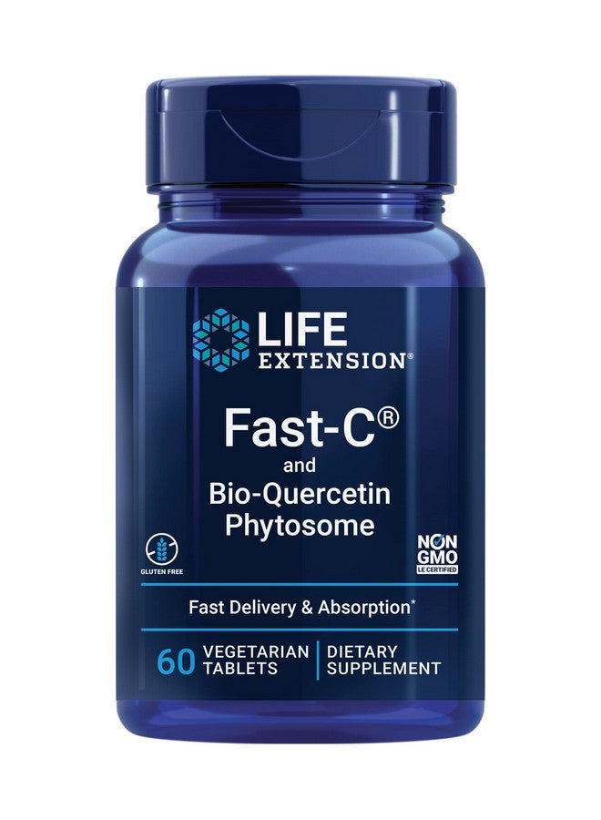 لايف إكستنشن Life Extension Fast-C® وBio-Quercetin®، توصيل وامتصاص سريع، فيتامين سي، الحلبة، دعم المناعة، المغنيسيوم، خالٍ من الجلوتين، غير معدّل وراثيًا، نباتي، 60 قرصًا - Image 1