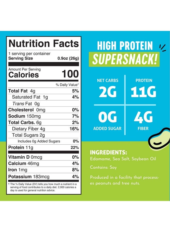 The Only Bean Crunchy Dry Roasted Edamame Snacks (Sea Salt), Keto Snack Food, High Protein (11g) Healthy Snacks, Low Carb Gluten Free Office Vegan Food 100 Calorie Snack Pack, 0.9oz 10 Pack - Image 2