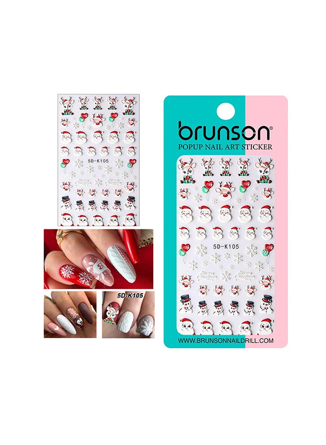 brunson ملصقات ثلجية 5D ثلاثية الأبعاد مزخرفة لرسم الأظافر على شكل رجل ثلج 5D-K105