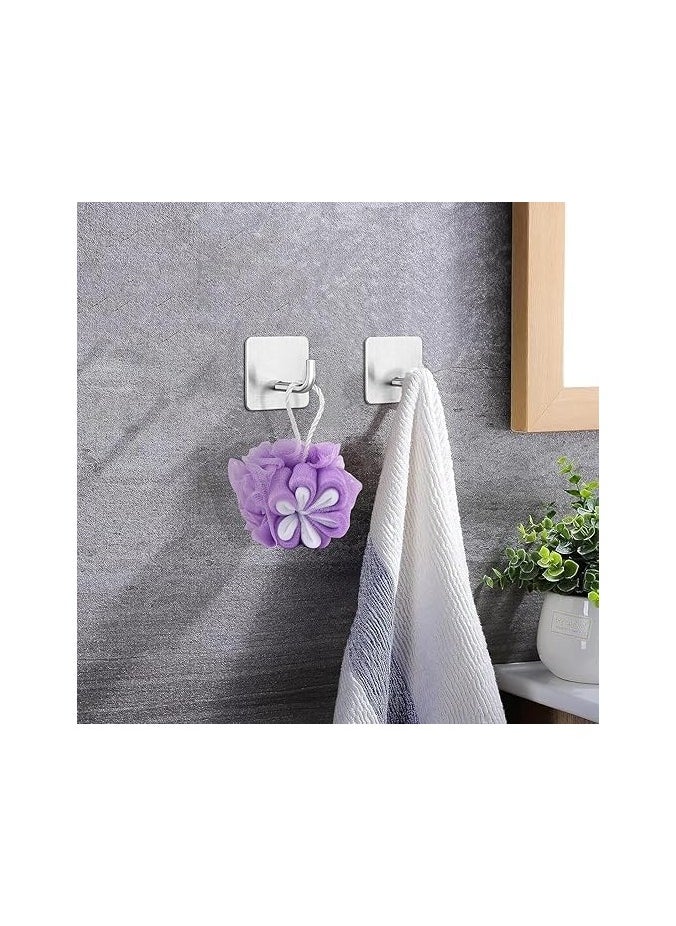 Adhesive Hooks Heavy Duty Stick on Wall Towel Door Waterproof Stainless Steel Holders for Hanging Clothes Bathroom Hook 4 Pack  - Image 2