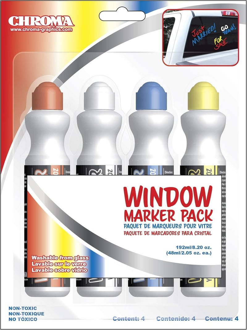 Chroma 000144 4 Color Pack Window Markerz - 2.05 oz. - Image 1
