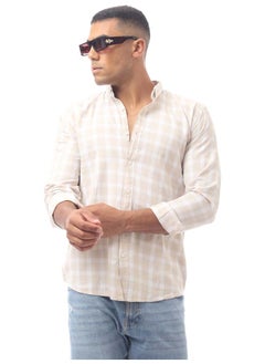 Light Beige Buttoned Turn Down Collar Shirt