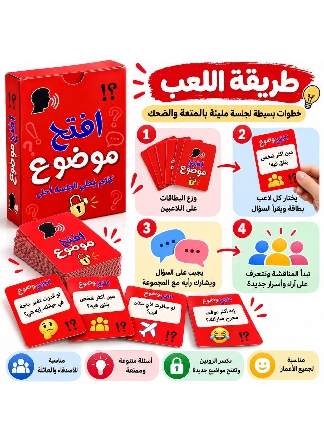 Norelle Eftah Mawdoo3 Question Card Game – Fun & Bold Group Conversation Game for Friends & Family – Party Game for Gatherings & Social Fun - Image 5