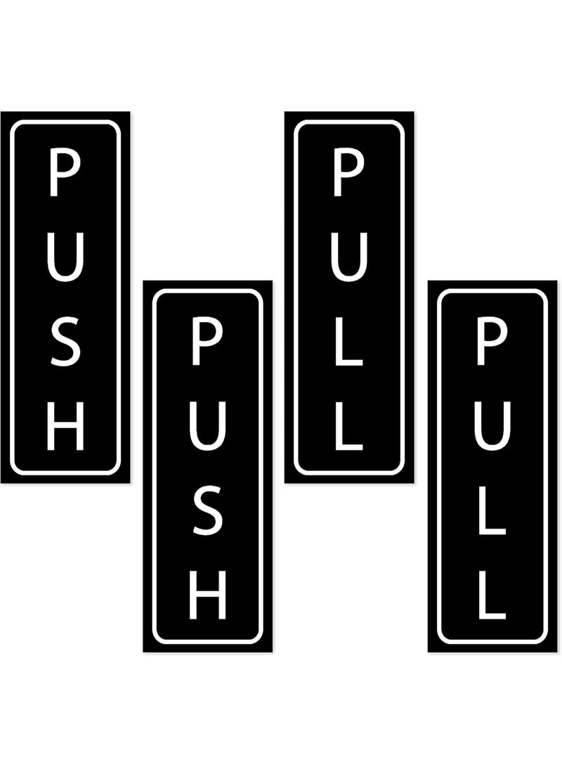 Push and Pull Stickers, Door 5" X 1.75 Black & White Sticker Decal, Indoor & Outdoor, - Image 1