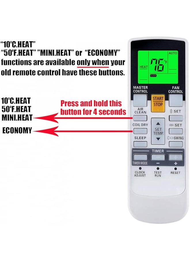 YING RAY Replacement for Fujitsu Air Conditioner Remote Control for Model ASU7RLF1 ARU7RLF ASU9RLF1 ASU12RLF1 ASU9RL2 ASU12RL2 ASU9RLS ASU12RLS2 ASU9RLS2 AUU7RLF(Display in Fahrenheit)