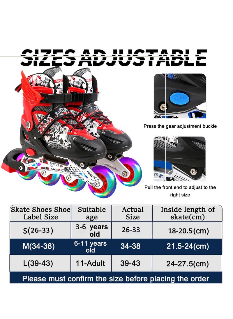 Arabest - Kids Adjustable Perfect inline skates Roller Skate Shoe Set with LED Flash - Image 1