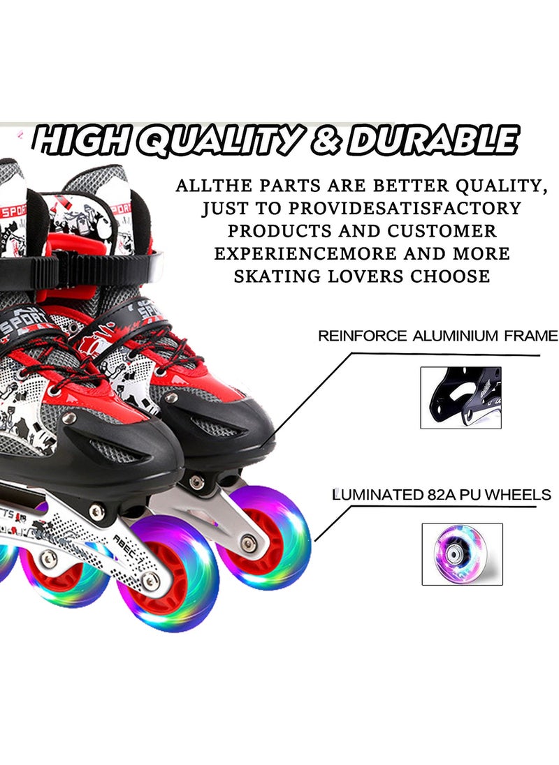 Arabest - Kids Adjustable Perfect inline skates Roller Skate Shoe Set with LED Flash - Image 1