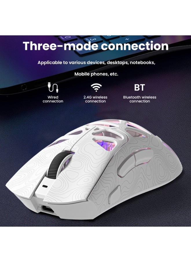G11 Lightweight Wireless Gaming Mouse,Tri-Mode(2.4G/USB-C Wired/Bluetooth),6 Backlight Effects,6 DPI Adjustable up to 22000,PAW3311 Optical Sensor,400mAh Long Battery,8 Buttons for PC/Laptop/Win/Mac(White)