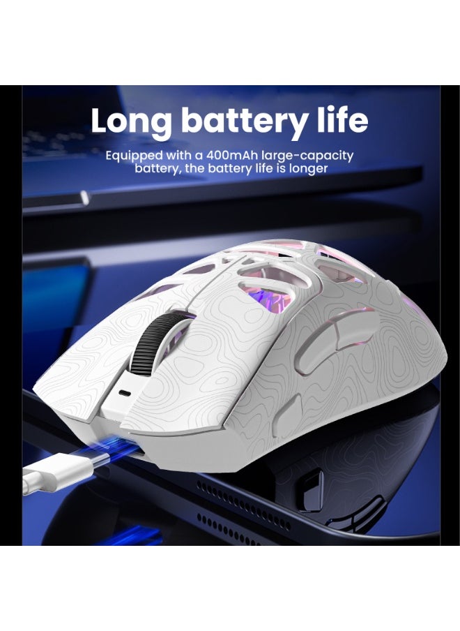 G11 Lightweight Wireless Gaming Mouse,Tri-Mode(2.4G/USB-C Wired/Bluetooth),6 Backlight Effects,6 DPI Adjustable up to 22000,PAW3311 Optical Sensor,400mAh Long Battery,8 Buttons for PC/Laptop/Win/Mac(White)