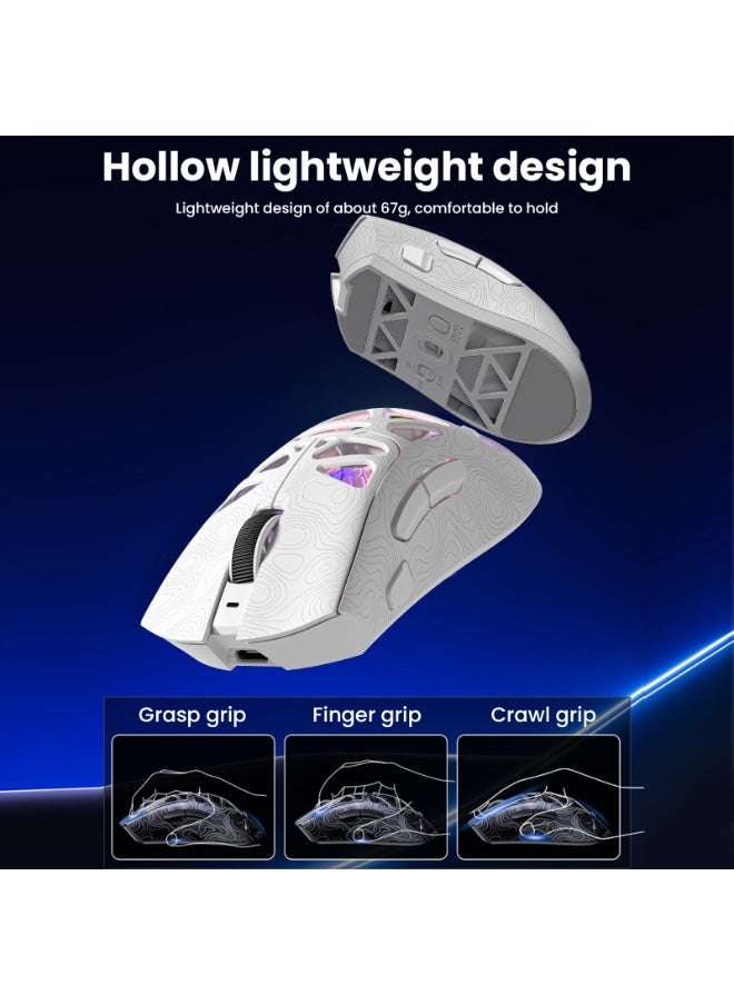 G11 Lightweight Wireless Gaming Mouse,Tri-Mode(2.4G/USB-C Wired/Bluetooth),6 Backlight Effects,6 DPI Adjustable up to 22000,PAW3311 Optical Sensor,400mAh Long Battery,8 Buttons for PC/Laptop/Win/Mac(White)