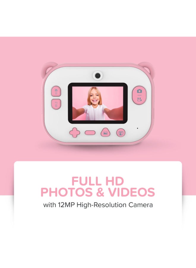 myFirst - Camera Insta 2 | Instant Print Kids Camera, Print in 10 Secs w/ Thermal Paper, Dual Lens 6MP/9MP/12MP, 1080P Video Recording, 2.4" Color Display, Portable & Easy to Use - Pink - Image 1