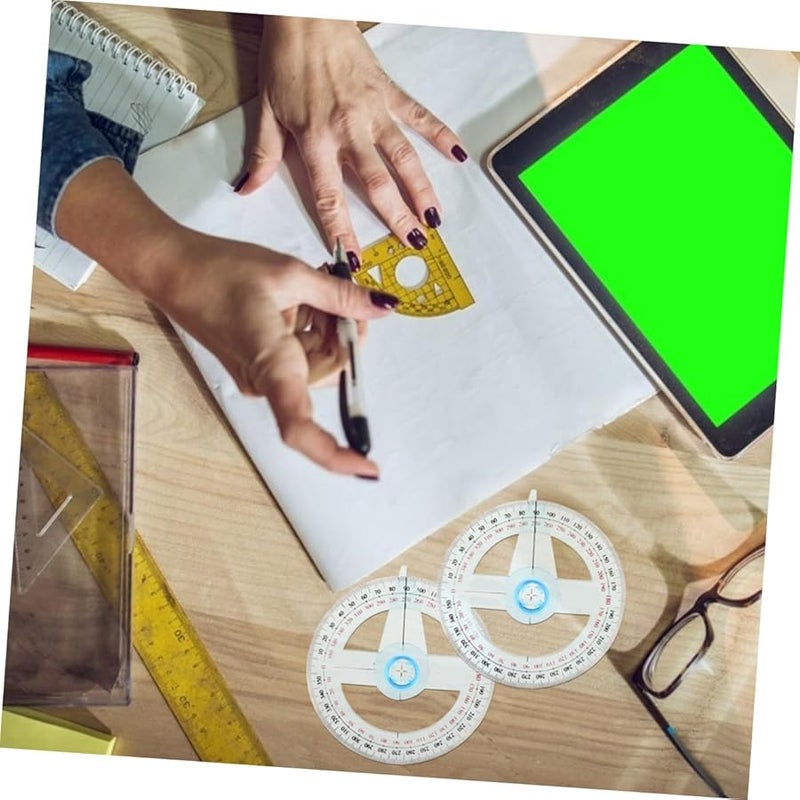 مسطرة منقلة بلاستيكية شفافة مقاس 6 بوصات، 6 قطع مع ذراع دوار للرسم الهندسي - Image 5