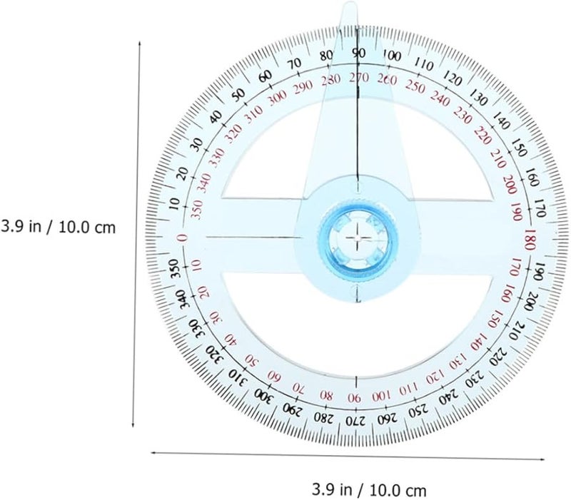 مسطرة منقلة بلاستيكية شفافة مقاس 6 بوصات، 6 قطع مع ذراع دوار للرسم الهندسي - Image 3