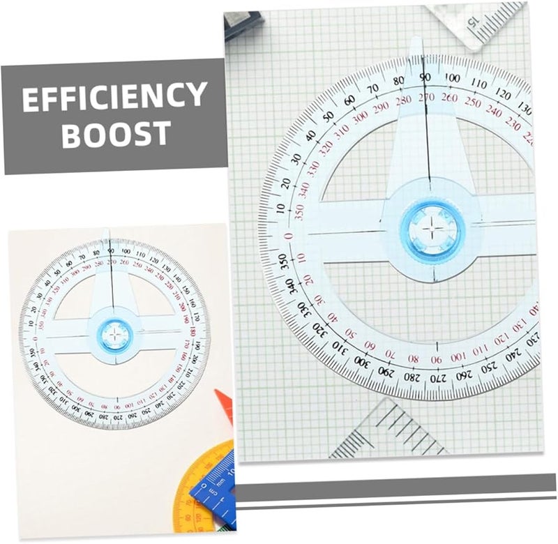 مسطرة منقلة بلاستيكية شفافة مقاس 6 بوصات، 6 قطع مع ذراع دوار للرسم الهندسي - Image 4