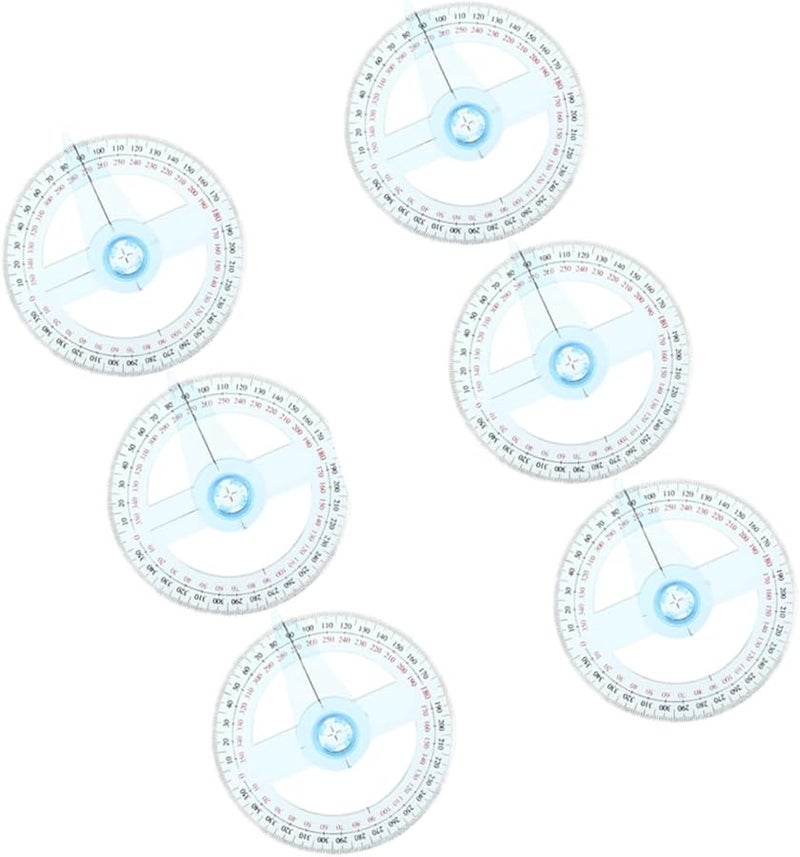 مسطرة منقلة بلاستيكية شفافة مقاس 6 بوصات، 6 قطع مع ذراع دوار للرسم الهندسي - Image 1