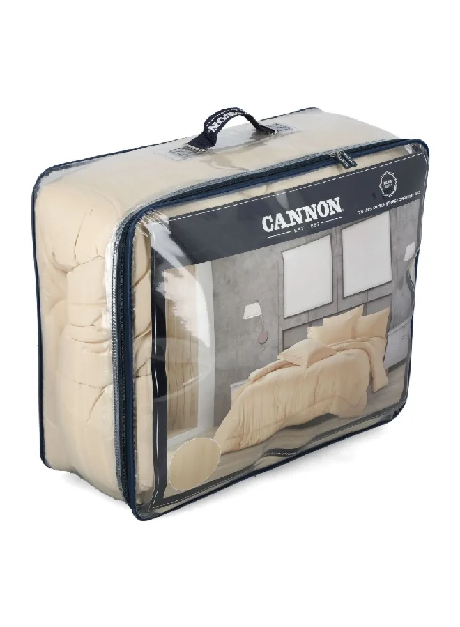 Cannon 3-Piece Premium Quality T215 Cotton Stripe Comforter Set Satin Beige Twin 27.6 x 52.8 x 60 cm CN CT3PCS-BGED