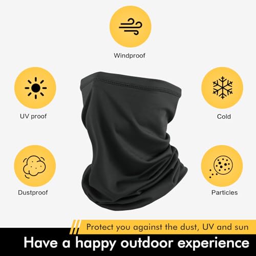 SUNLAND Breathable Gaiter Face Mask Neck Gaiter Scarf Dust Sun Protection Face Cover Windproof Ideal For Running Cycling 3Pack Black - Image 4