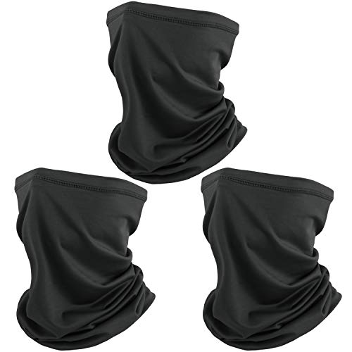 SUNLAND Breathable Gaiter Face Mask Neck Gaiter Scarf Dust Sun Protection Face Cover Windproof Ideal For Running Cycling 3Pack Black - Image 1