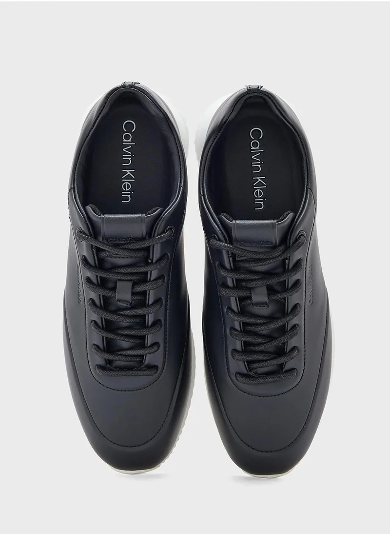 CALVIN KLEIN LACE UP LEATHER RUNNER TRAINERS