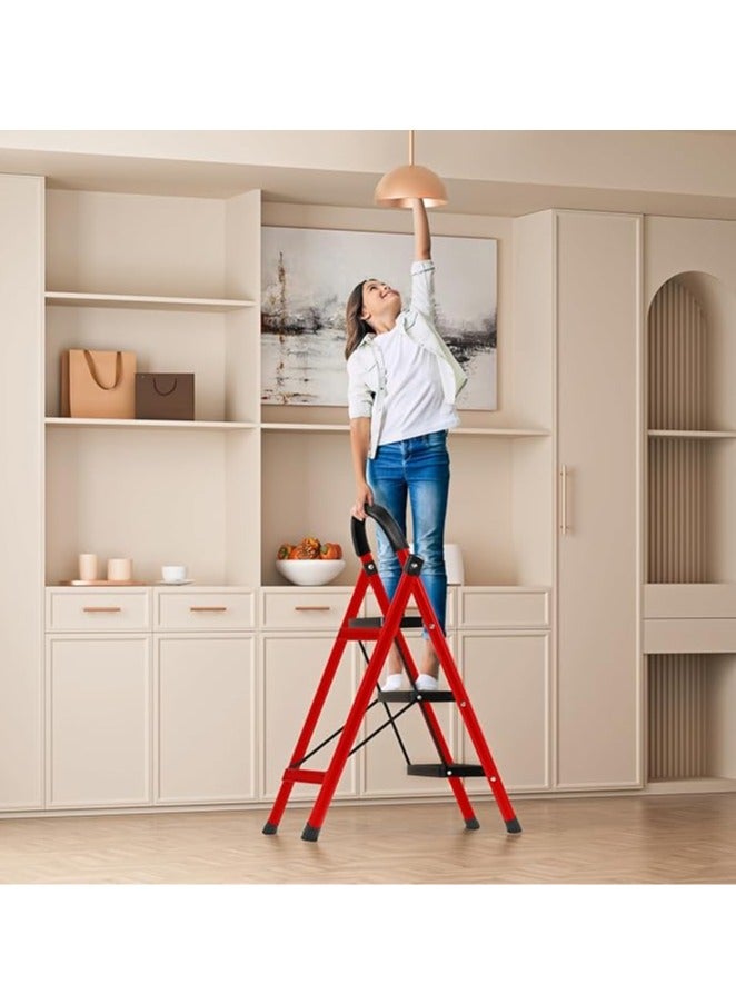 Arabest 3 Step Ladder Folding Step Stool with Wide Anti-Slip Pedal, Sturdy Steel Ladder, 3 Step Stool for Adults Portable Steel Step Stool, 330 lbs Capacity - Image 3