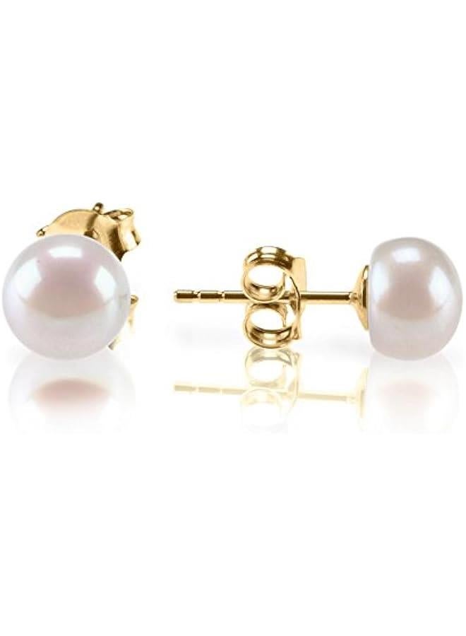 PAVOI Sterling Silver, 14K Gold Plated, AAA+ Quality Handpicked Freshwater Cultured Stud Pearl Earrings - Image 1
