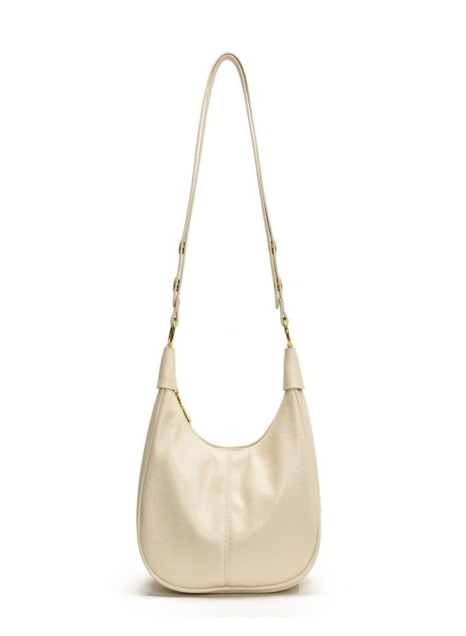JYG Small Hobo Bags for Women Retro Crescent Shoulder Purse Fall Soft Crossbody Handbag 2025, Beige - Image 1