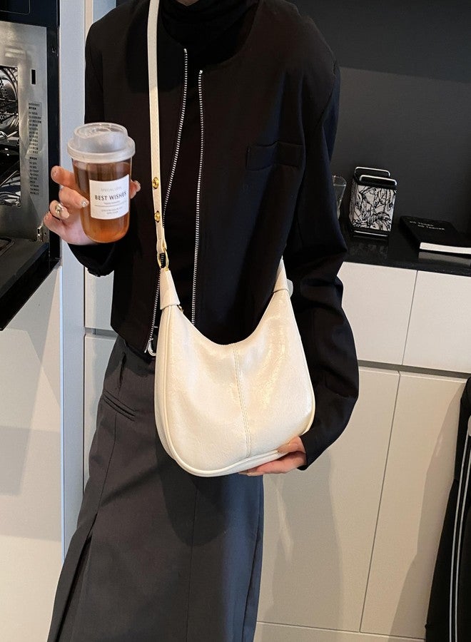 JYG Small Hobo Bags for Women Retro Crescent Shoulder Purse Fall Soft Crossbody Handbag 2025, Beige - Image 3