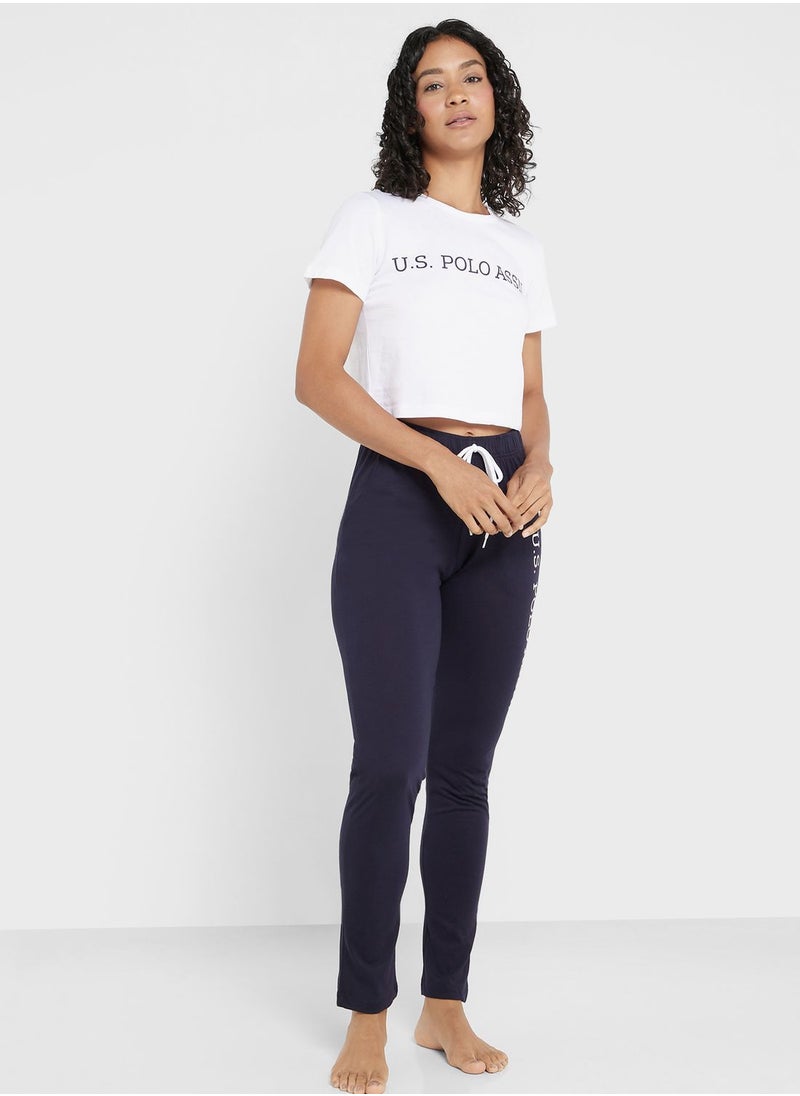 U.S. Polo Assn. - Crew Neck Logo Crop Top - Image 1