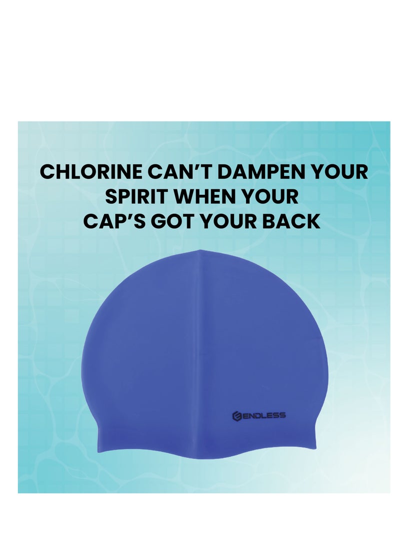 ENDLESS  EL1019 Classic Comfortable Plain Silicon Swimming Cap | Material : Silicon | Fully Elastic Waterproof Swimming Cap for Long and Short Hair with Thicker Edge | For Adults, Women and Men - Image 5