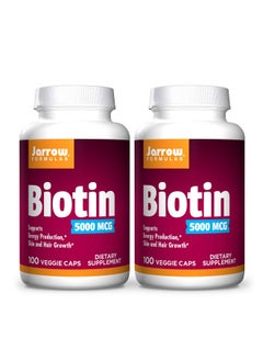 jarrow formulas Biotin 5000 Mcg 100 Veggie Caps Pack Of 2 Supports Skin  Hair Growth Lipid Metabolism  Energy Production Atp 200 Total Servings  - Image 2