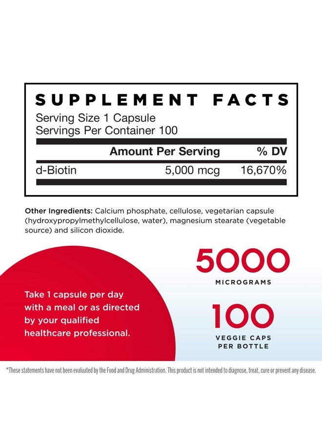 jarrow formulas Biotin 5000 Mcg 100 Veggie Caps Pack Of 2 Supports Skin  Hair Growth Lipid Metabolism  Energy Production Atp 200 Total Servings  - Image 3
