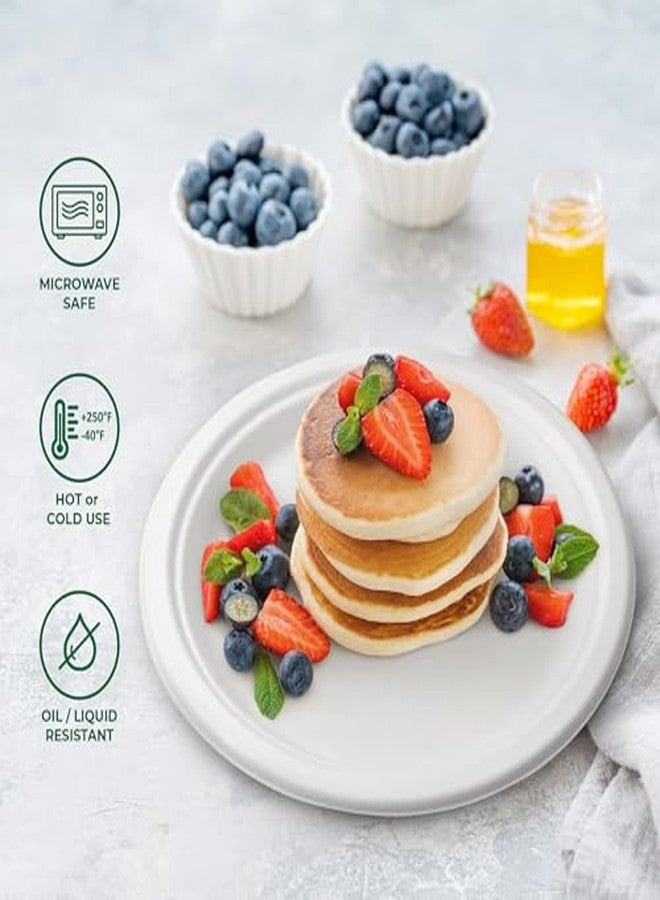 Freshware أطباق ورقية فريش وير - أطباق قابلة للتصرف 9 بوصة، أطباق عشاء قابلة للتحلل من قصب السكر - أدوات مائدة ثقيلة لتحمل الطعام الساخن - آمنة للاستخدام في الميكروويف والفريزر، أدوات مائدة قابلة للتكديس - 150 حزمة، 9 بوصة - Image 5
