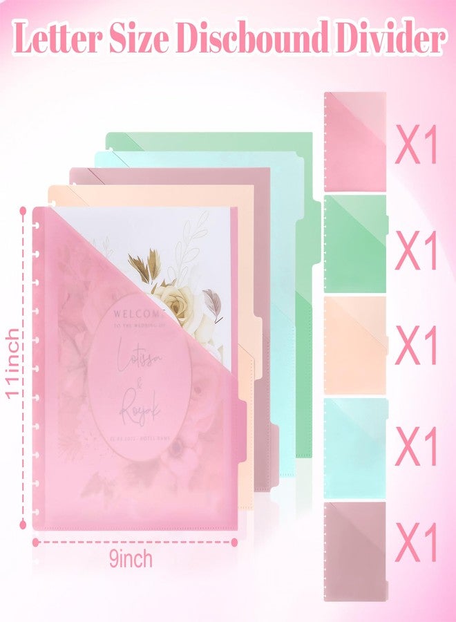 WANGDEFA DiscBound Dividers with Pockets DiscBound Binder Dividers Letter Size Plastic Dividers with Tabs Disc Bound Planner Supplies Tabs Binder File Dividers Index Dividers for Notebooks Office Meeting (5) - Image 2