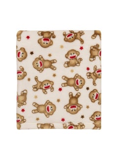 Super Soft Sock Monkey Baby Blanket For Newborns And New Moms (Ivory And Red 30"X40")