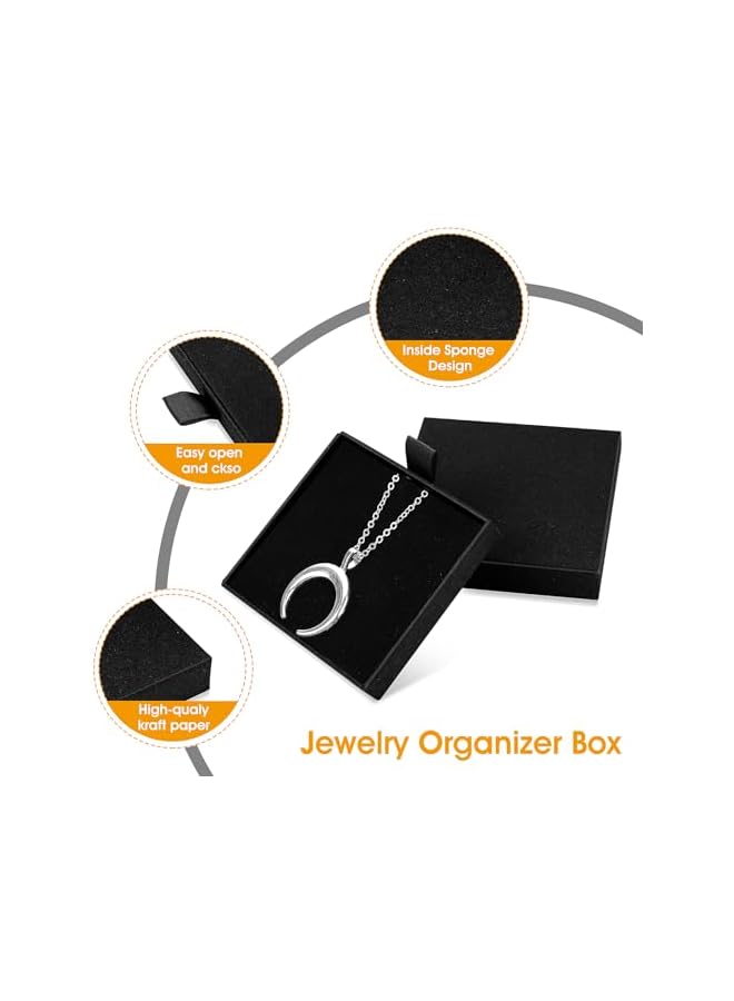 The Bros 2Pcs Jewelry Gift Box Bracelet Gift Boxes Cardboard Jewelry Box Square Necklace Earring Bracelet Gift Box Kraft Organizer Storage Box for Jewellery (Black) - Image 3