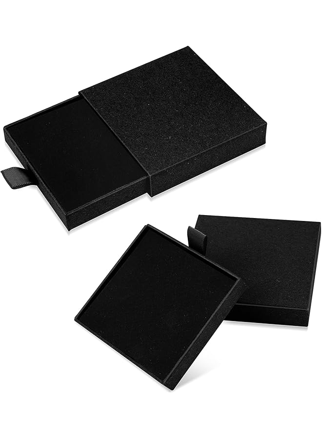 The Bros 2Pcs Jewelry Gift Box Bracelet Gift Boxes Cardboard Jewelry Box Square Necklace Earring Bracelet Gift Box Kraft Organizer Storage Box for Jewellery (Black) - Image 1