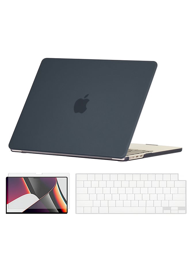 O Ozone Slim Rubberized Matte Case Compatible with MacBook Air 13 inch (A2681)M2 2022, (A3113)M3 2024 Case with Keyboard Cover & Protector, Black