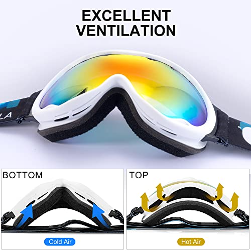 RABIGALA Ski Goggles Snow/Snowboard Goggles spherical surface for Men Women Adult Youth Snowmobile Skiing Skating - 100% UV Protection Anti-fog - Image 5